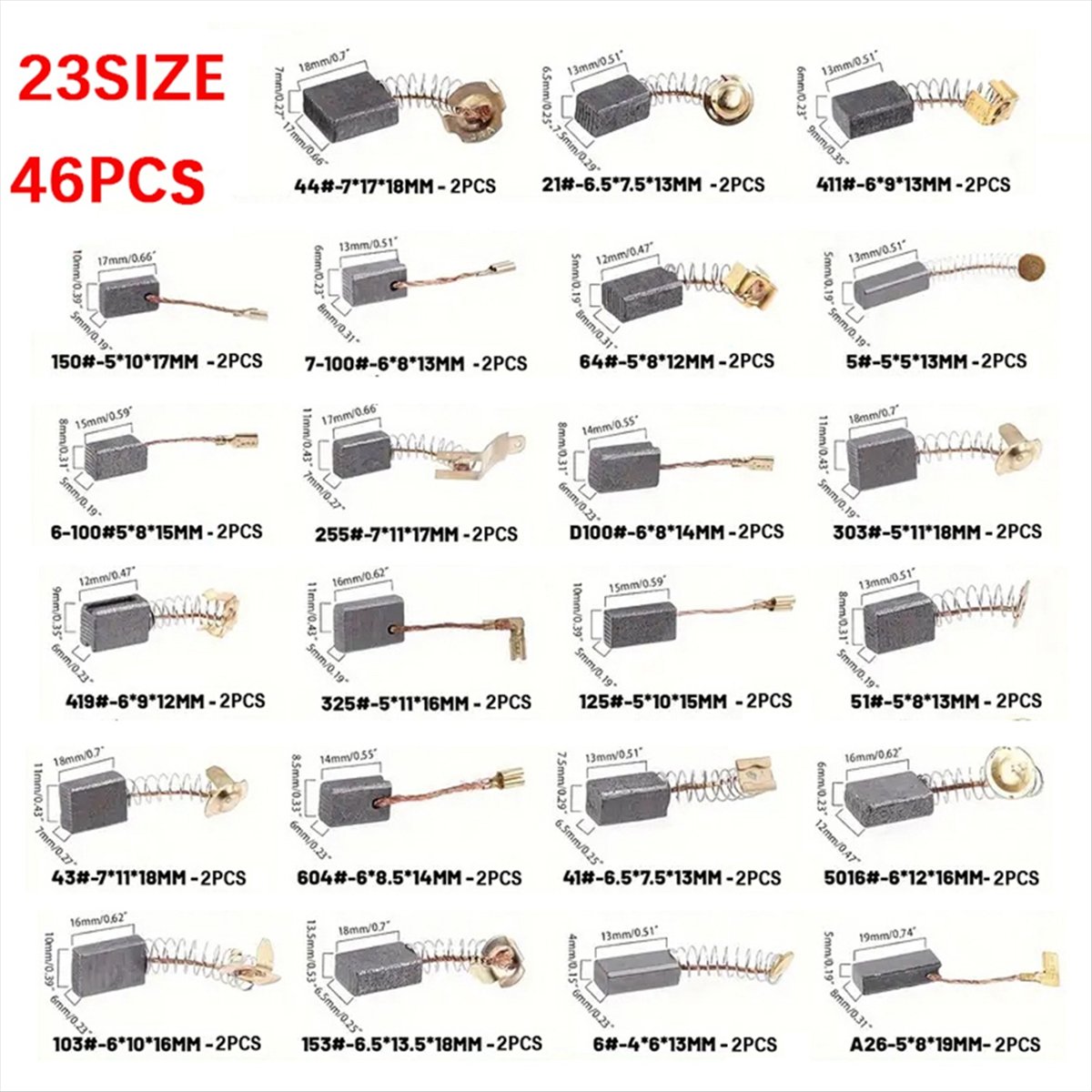 Power Tools Carbon Brush - DT89 HOT 46Pcs Electric Motor Carbon